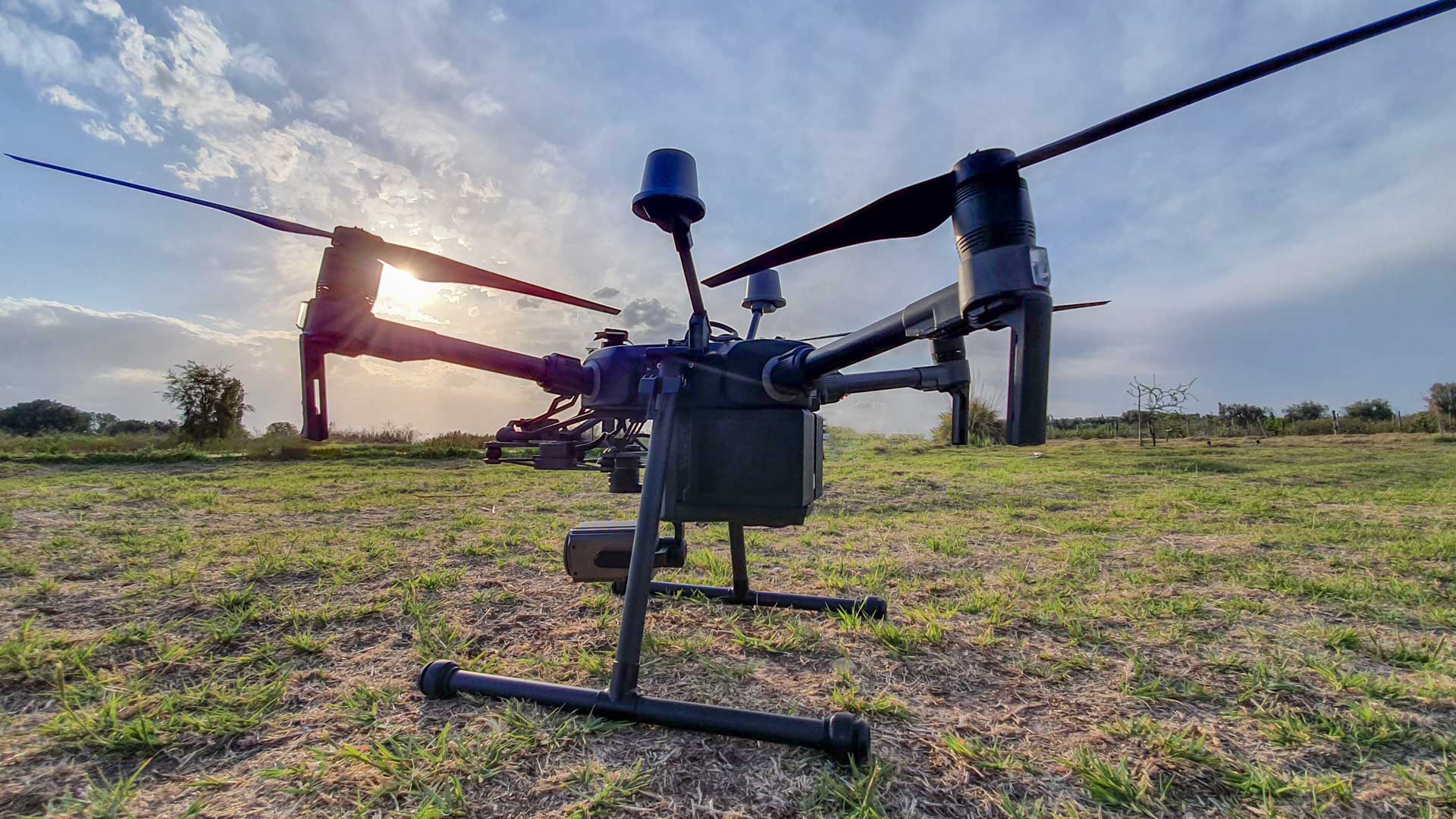 A drone landed on a field